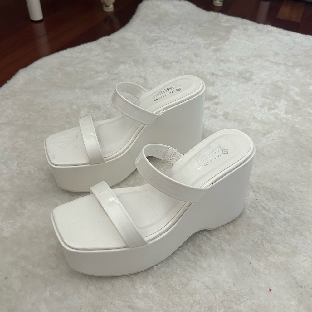 White Platform Wedge Sandals